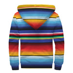 Tribal Mexican Serape Pattern Print Sherpa Lined Zip Up Hoodie