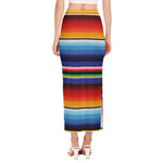 Tribal Mexican Serape Pattern Print Side Slit Maxi Skirt
