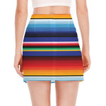 Tribal Mexican Serape Pattern Print Side Slit Mini Skirt