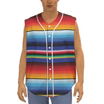 Tribal Mexican Serape Pattern Print Sleeveless Baseball Jersey