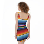Tribal Mexican Serape Pattern Print Sleeveless Bodycon Dress