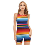 Tribal Mexican Serape Pattern Print Sleeveless One Piece Swimsuit