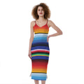 Tribal Mexican Serape Pattern Print Slim Fit Midi Cami Dress
