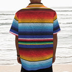 Tribal Mexican Serape Pattern Print Textured Short Sleeve Shirt