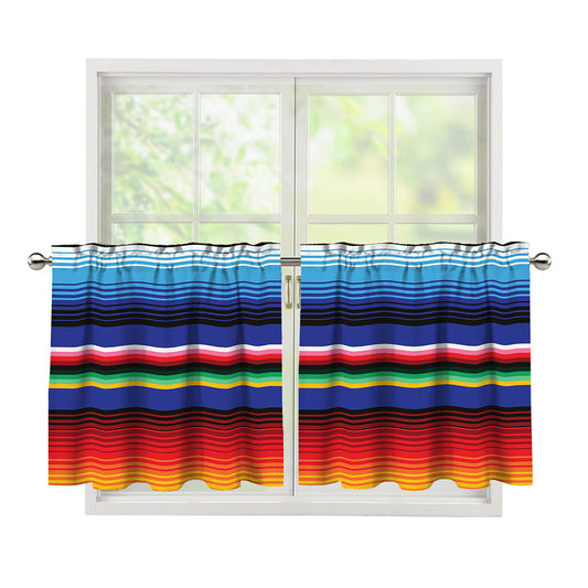 Tribal Mexican Serape Pattern Print Tier Curtains