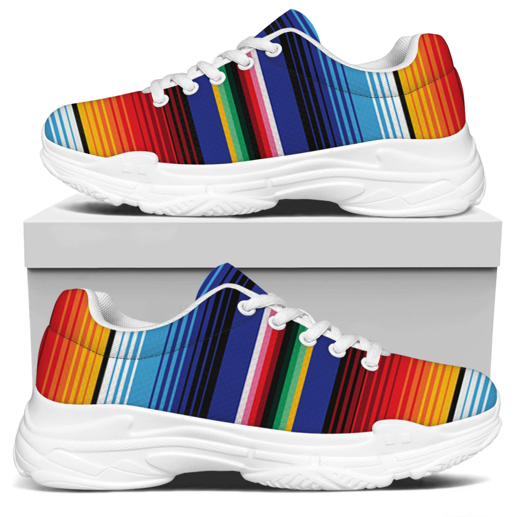 Tribal Mexican Serape Pattern Print White Chunky Shoes
