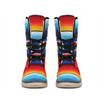 Tribal Mexican Serape Pattern Print Winter Boots