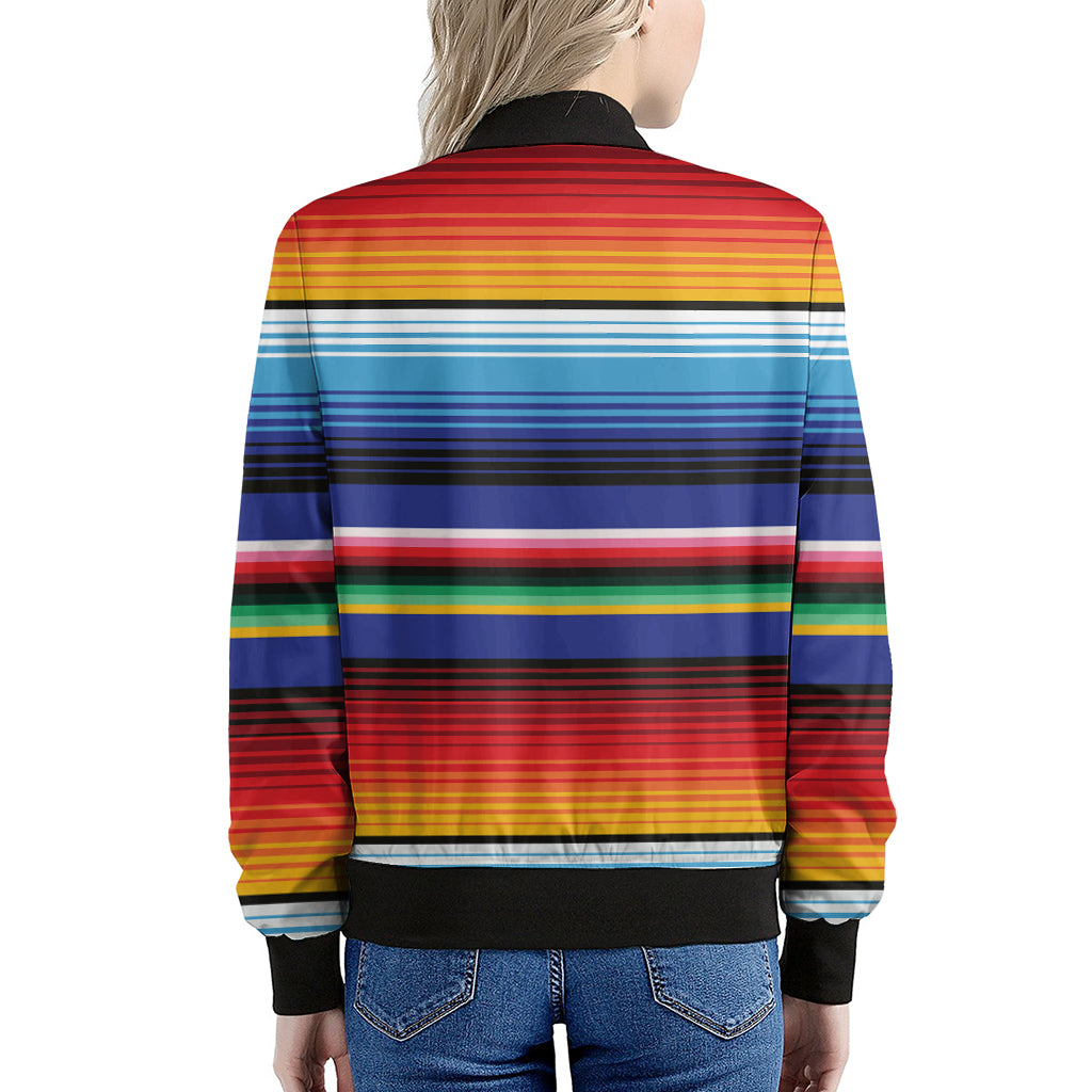 Tribal Mexican Serape Pattern Print Women's Bomber Jacket