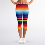Tribal Mexican Serape Pattern Print Women's Capri Leggings