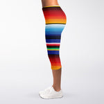 Tribal Mexican Serape Pattern Print Women's Capri Leggings