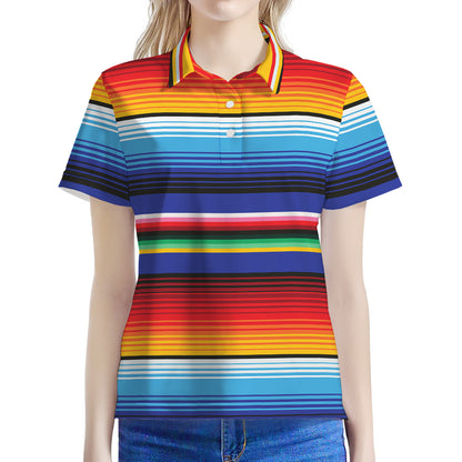 Tribal Mexican Serape Pattern Print Women's Polo Shirt