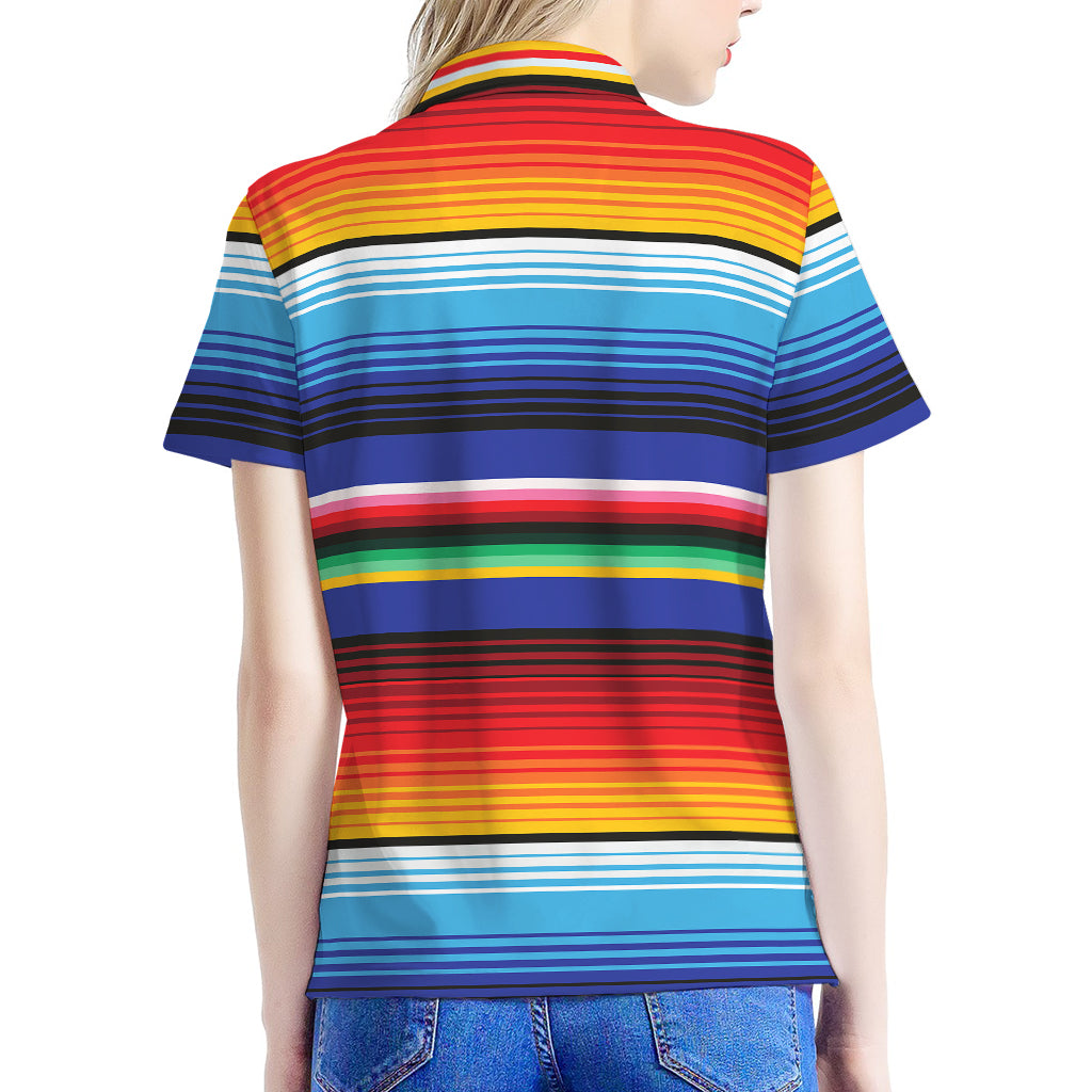 Tribal Mexican Serape Pattern Print Women's Polo Shirt