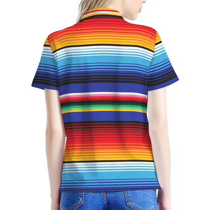 Tribal Mexican Serape Pattern Print Women's Polo Shirt