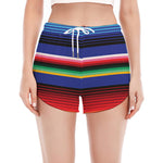 Tribal Mexican Serape Pattern Print Women's Split Running Shorts