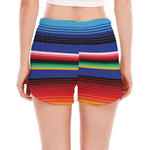 Tribal Mexican Serape Pattern Print Women's Split Running Shorts