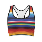 Tribal Mexican Serape Pattern Print Women's Sports Bra