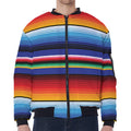 Tribal Mexican Serape Pattern Print Zip Sleeve Bomber Jacket