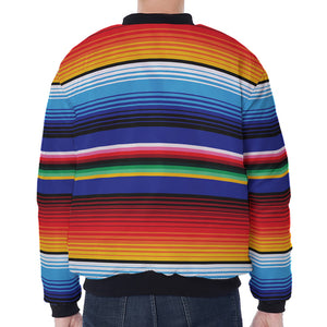 Tribal Mexican Serape Pattern Print Zip Sleeve Bomber Jacket
