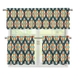 Tribal Native American Pattern Print 3 Piece Kitchen Curtains