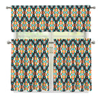 Tribal Native American Pattern Print 3 Piece Kitchen Curtains