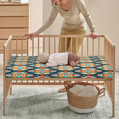 Tribal Native American Pattern Print Baby Crib Sheet