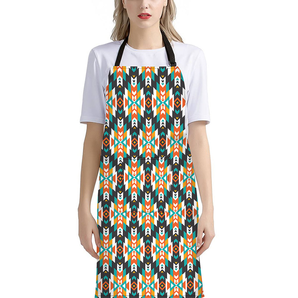 Tribal Native American Pattern Print Bib Apron With Pocket