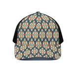 Tribal Native American Pattern Print Black Mesh Trucker Cap