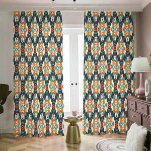 Tribal Native American Pattern Print Blackout Pencil Pleat Curtains