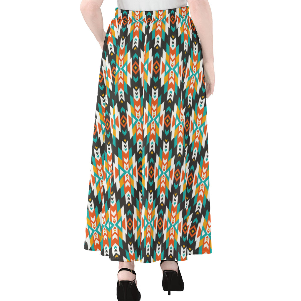 Tribal Native American Pattern Print Chiffon Maxi Skirt