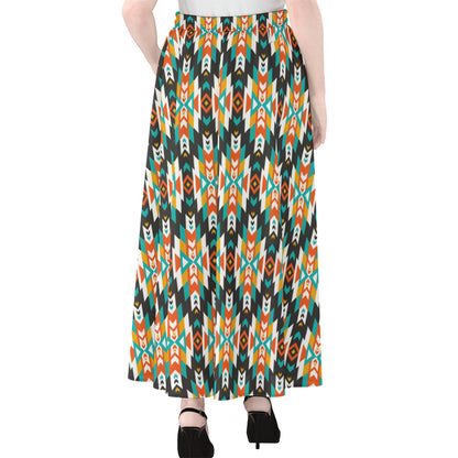Tribal Native American Pattern Print Chiffon Maxi Skirt