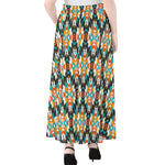 Tribal Native American Pattern Print Chiffon Maxi Skirt