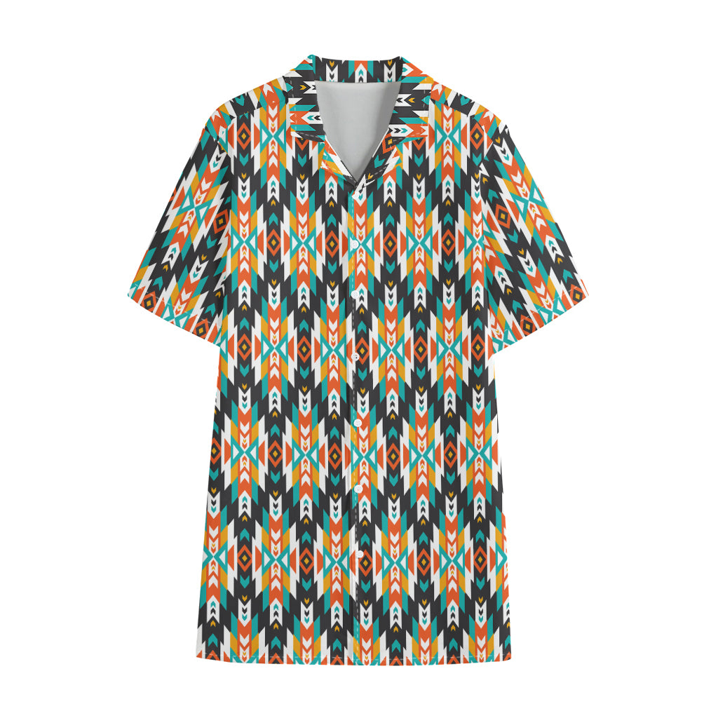 Tribal Native American Pattern Print Cotton Hawaiian Shirt