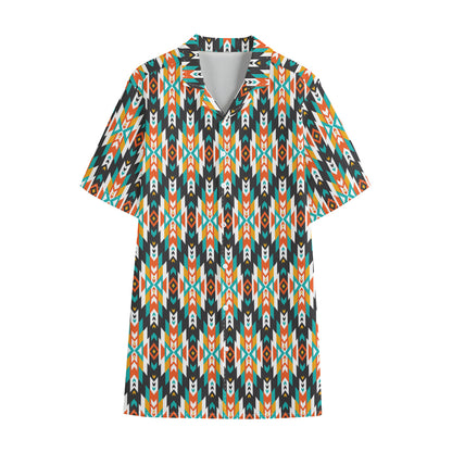 Tribal Native American Pattern Print Cotton Hawaiian Shirt