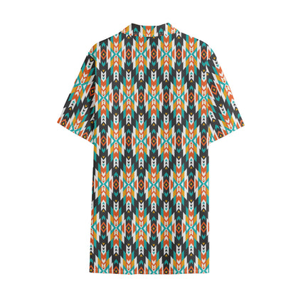 Tribal Native American Pattern Print Cotton Hawaiian Shirt