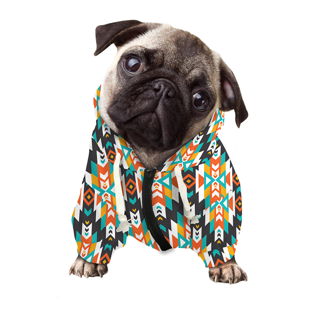 Tribal Native American Pattern Print Dog Zip Up Hoodie