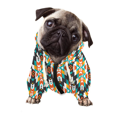 Tribal Native American Pattern Print Dog Zip Up Hoodie