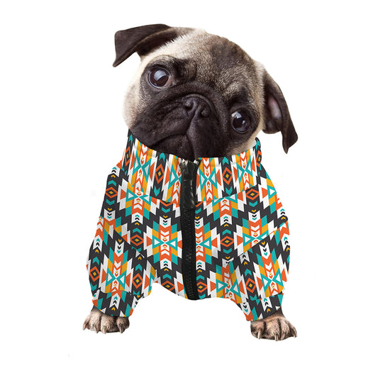 Tribal Native American Pattern Print Dog Zip Up Jacket