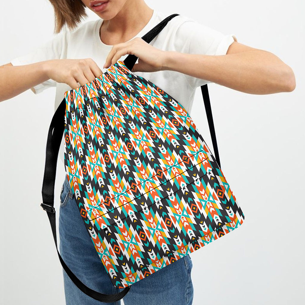 Tribal Native American Pattern Print Drawstring Backpack