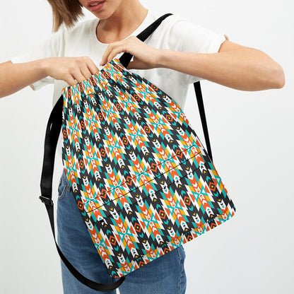 Tribal Native American Pattern Print Drawstring Backpack