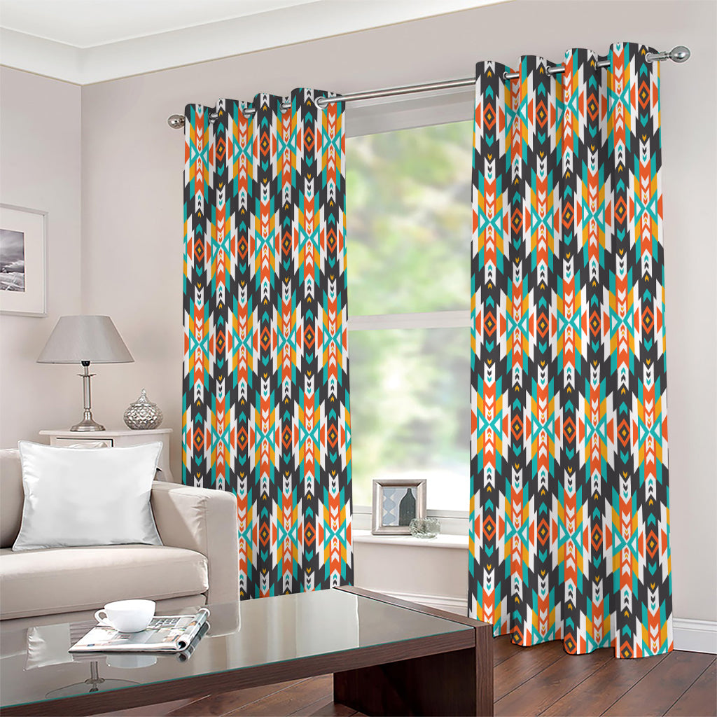 Tribal Native American Pattern Print Extra Wide Grommet Curtains