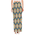 Tribal Native American Pattern Print High Slit Maxi Skirt