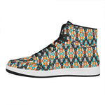 Tribal Native American Pattern Print High Top Leather Sneakers