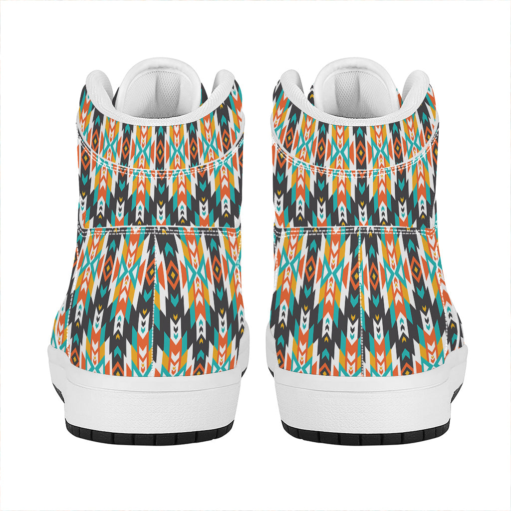 Tribal Native American Pattern Print High Top Leather Sneakers