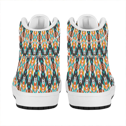 Tribal Native American Pattern Print High Top Leather Sneakers