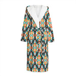 Tribal Native American Pattern Print Hooded Bathrobe
