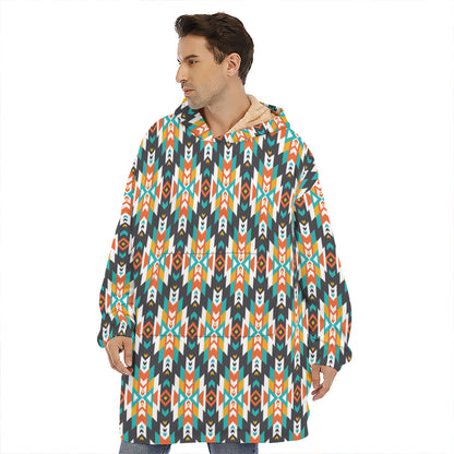 Tribal Native American Pattern Print Hoodie Blanket