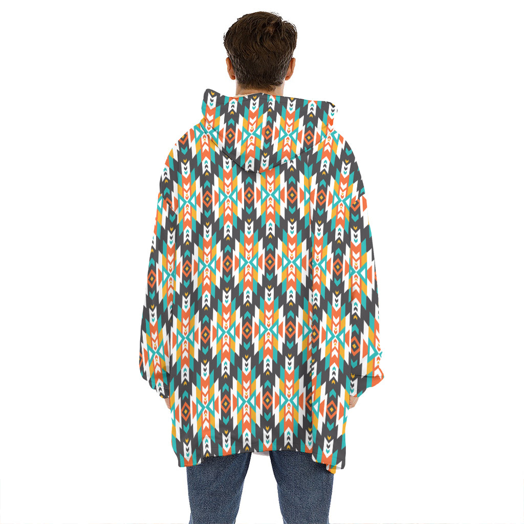 Tribal Native American Pattern Print Hoodie Blanket