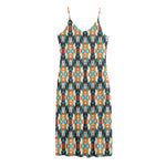Tribal Native American Pattern Print Jersey Midi Cami Dress
