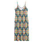 Tribal Native American Pattern Print Jersey Midi Cami Dress