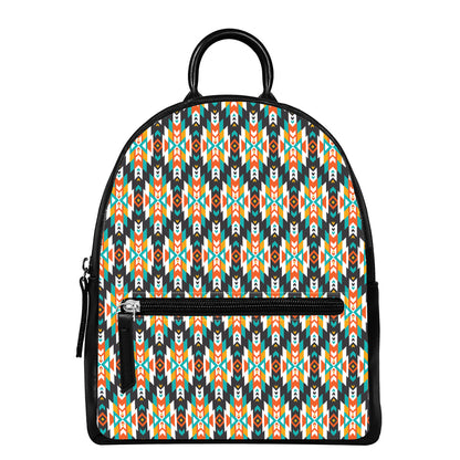 Tribal Native American Pattern Print Leather Backpack